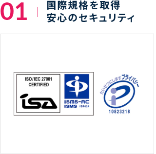 ISMS （ISO/IEC27017:2015）やプライバシーマークを取得